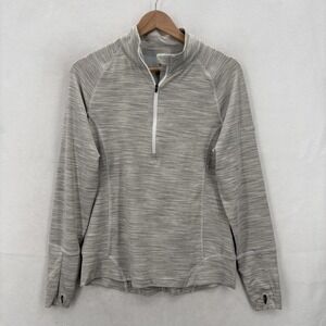 Peter Millar E4 Pullover Shirt Womens Large Gray Quarter Zip Wicking UPF 50 Golf